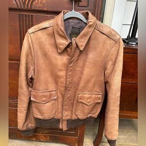 Vintage Willis & Gieger Air Force A-2 Brown Leather Flight Bomber Jacket